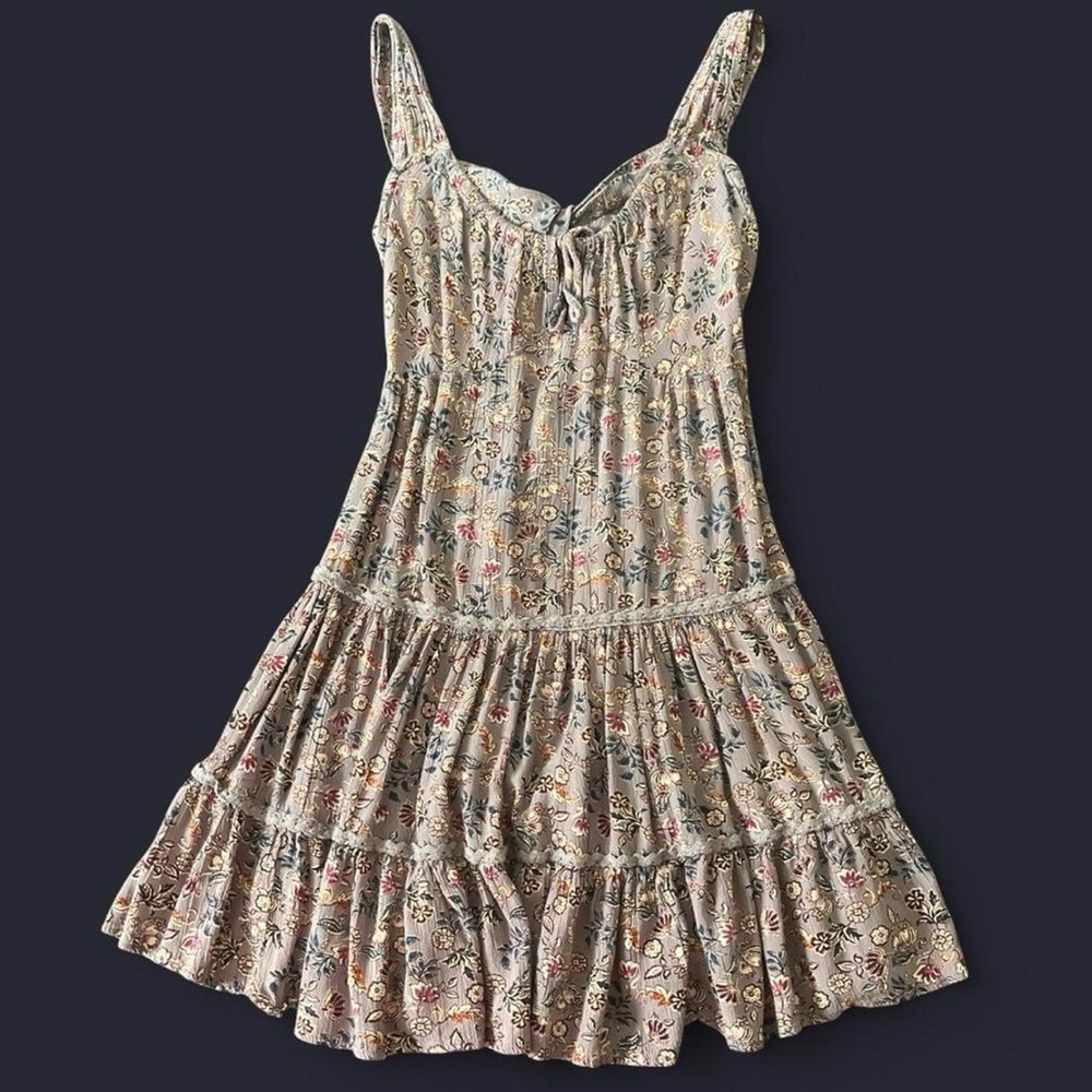 Angie Floral Mini Dress - Cream and Pink